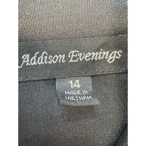 Addison Evenings Womens Wrap Dress V-Neckline Size 14 Black & Silver - Picture 2 of 8